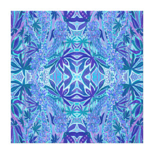 Lupine Flower Bohemian Arabesque Pattern Blue Teal Canvas Print