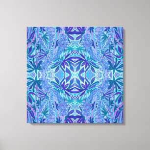 Lupine Flower Bohemian Arabesque Pattern Blue Teal Canvas Print