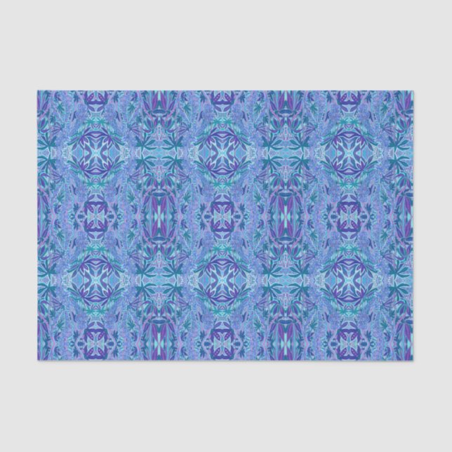Lupine Flower Bohemian Boho Arabesque Pattern Blue Tissue Paper (Front)