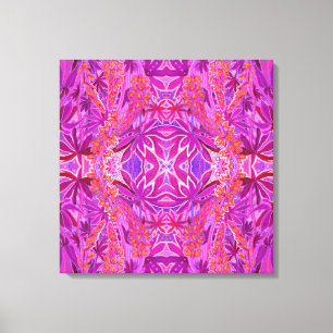 Lupine Flower Bohemian Boho Arabesque Pattern Pink Canvas Print
