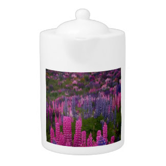Lupine Flower Field Nature Aesthetic Print on Dema Teapot
