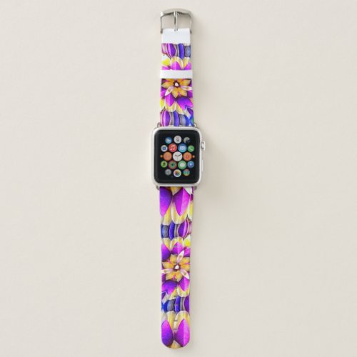 Lupine Flower Pattern Apple Watch Band