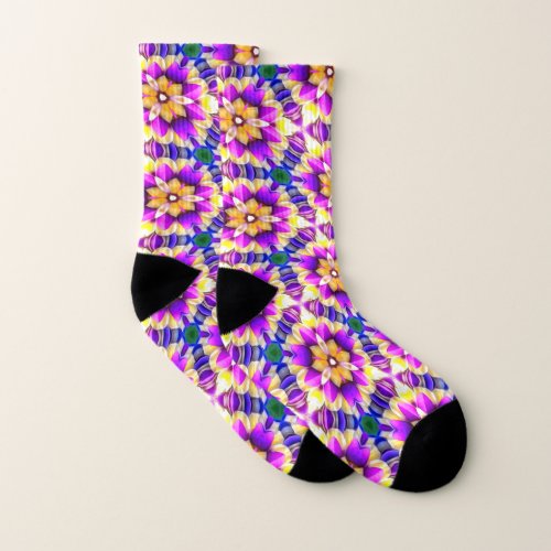 Lupine Flower Pattern Socks