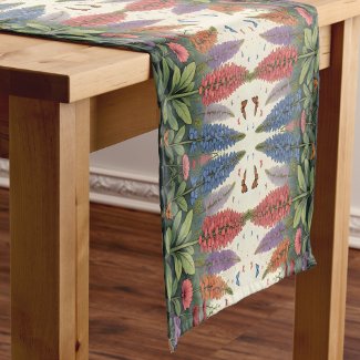 Lupine Flowers Butterflies Vintage Floral Pattern