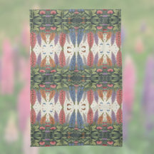 Lupine Flowers n Butterflies Vintage Pattern