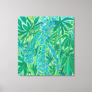 Lupine Flowers, Summer Wildflowers Floral Painting Canvas Print