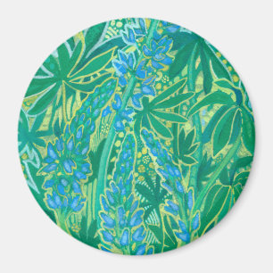 Lupine Flowers, Summer Wildflowers Floral Painting Magnet
