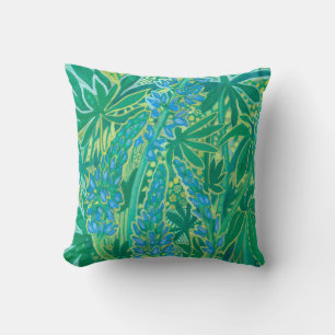Lupine Flowers, Summer Wildflowers Floral Painting Throw Pillow