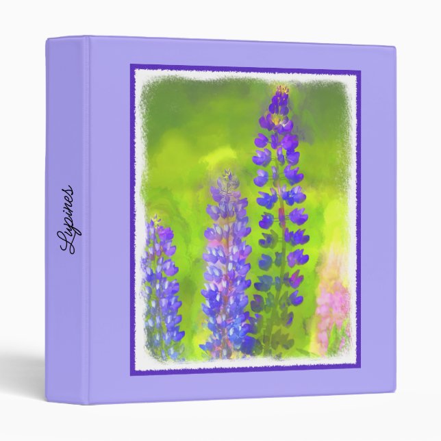 Lupine Painting - Original Flower Art 3 Ring Binder (Front/Spine)