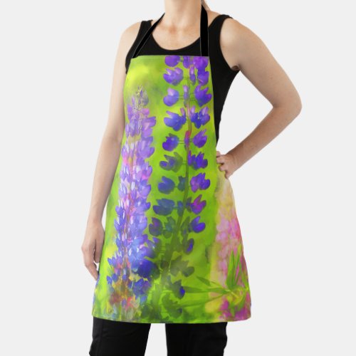 Lupine Painting _ Original Flower Art Apron