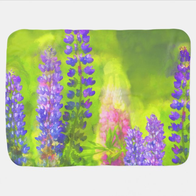 Lupine Painting - Original Flower Art Baby Blanket (Horizontal)