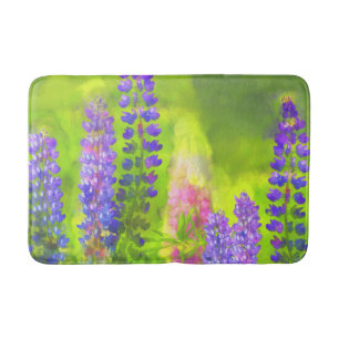 Lupine Painting - Original Flower Art Bath Mat