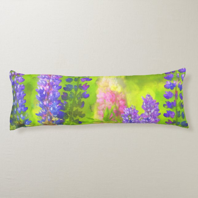 Lupine Painting - Original Flower Art Body Pillow (Back)