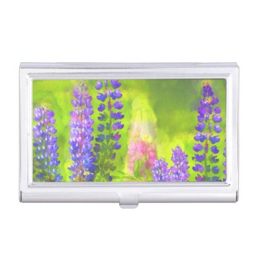 Lupine Painting _ Original Flower Art Business Card Case