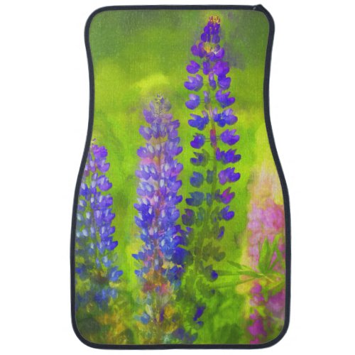 Lupine Painting _ Original Flower Art Car Floor Mat