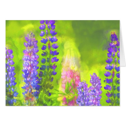 Lupine Painting _ Original Flower Art Card