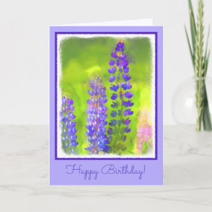 Lupine Painting - Original Flower Art Card