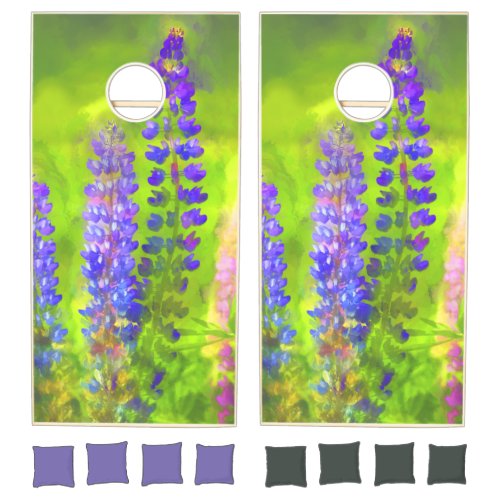 Lupine Painting _ Original Flower Art Cornhole Set