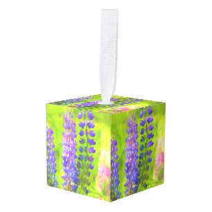 Lupine Painting - Original Flower Art Cube Ornament