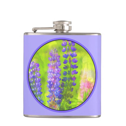 Lupine Painting _ Original Flower Art Flask