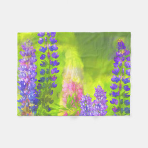 Lupine Painting - Original Flower Art Fleece Blanket