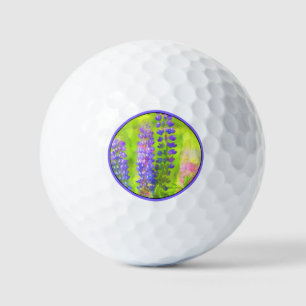 Lupine Painting - Original Flower Art Golf Balls