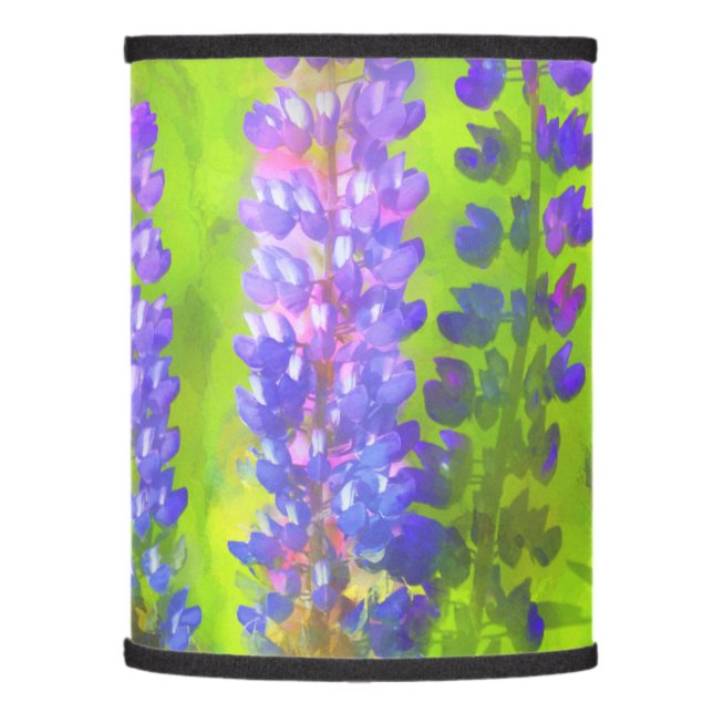 Lupine Painting - Original Flower Art Lamp Shade (Left)