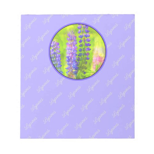 Lupine Painting _ Original Flower Art Notepad