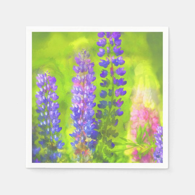 Lupine Painting - Original Flower Art Paper Napkins (Front)