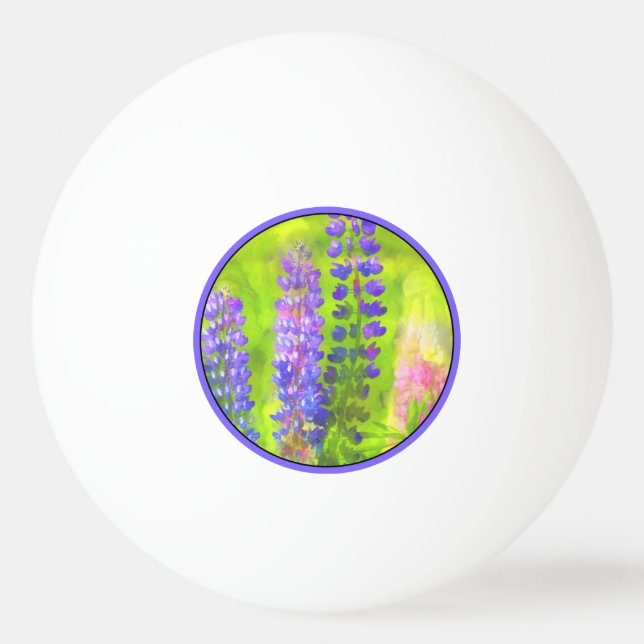 Lupine Painting - Original Flower Art Ping Pong Ball (Front)