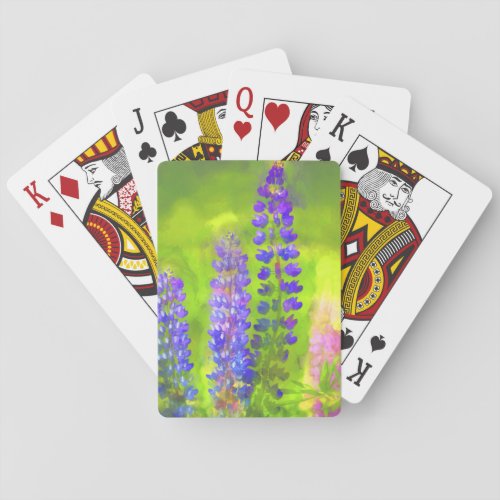 Lupine Painting _ Original Flower Art Playing Cards