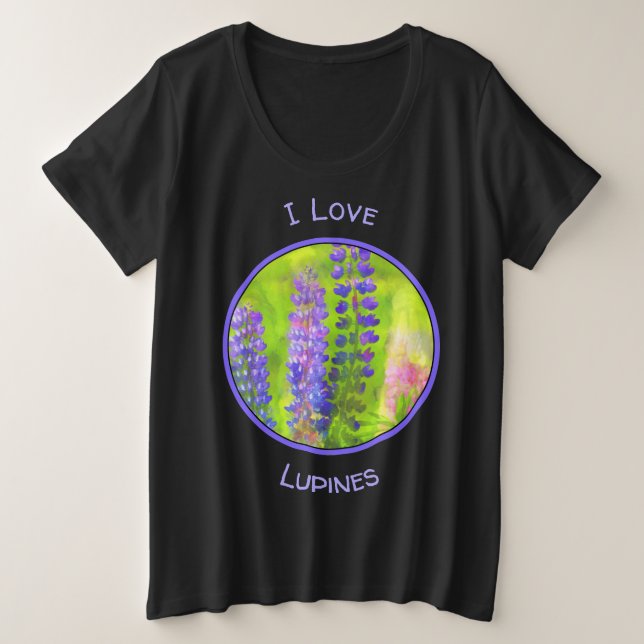 Lupine Painting - Original Flower Art Plus Size T-Shirt (Design Front)