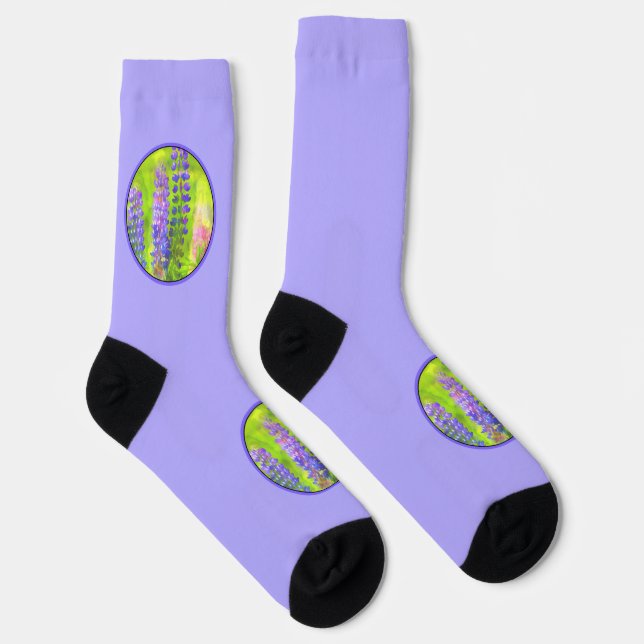 Lupine Painting - Original Flower Art Socks (Right)
