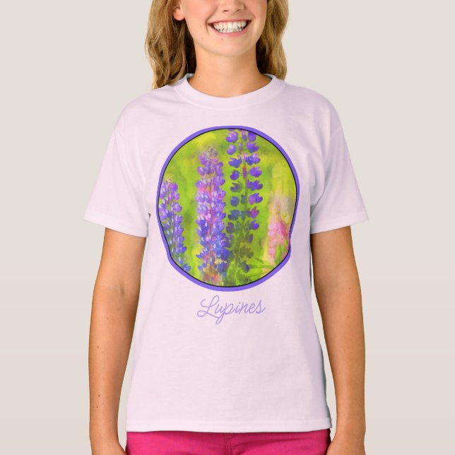 Lupine Painting - Original Flower Art T-Shirt (Front)