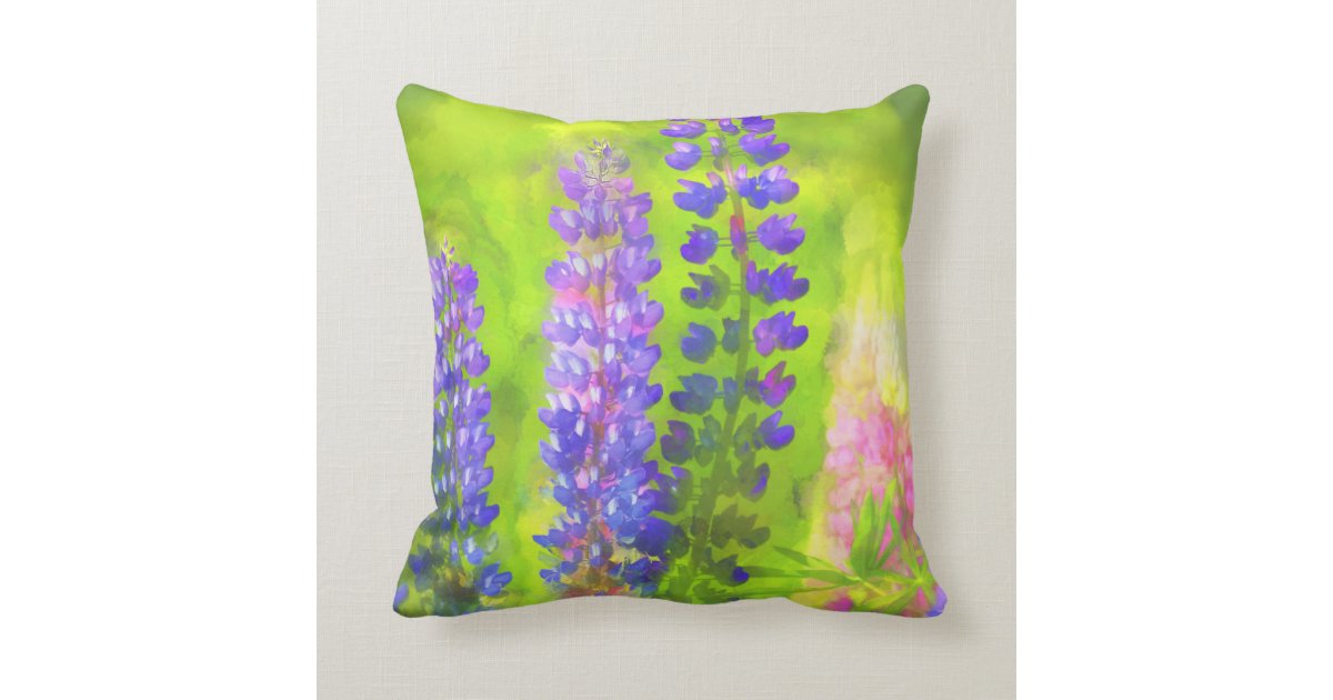 Lupine Painting Original Flower Art Throw Pillow Zazzle Com