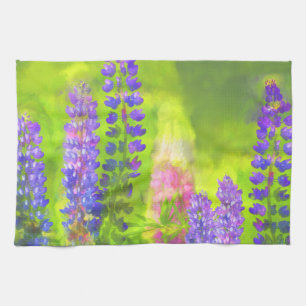 Lupine Painting - Original Flower Art Towel
