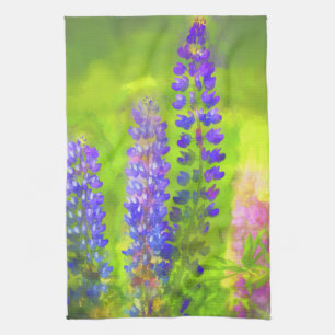 Lupine Painting - Original Flower Art Towel