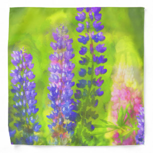 Lupine Painting Original Wildflower Art Bandana