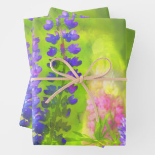 Lupine Painting Original Wildflower Art Wrapping Paper Sheets