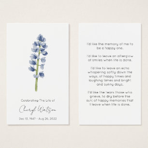 Lupine   Simple Memorial Prayer Card