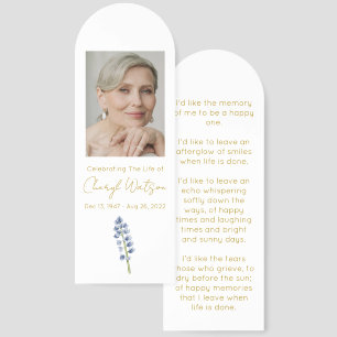 Lupine Simple Photo Funeral Bookmark