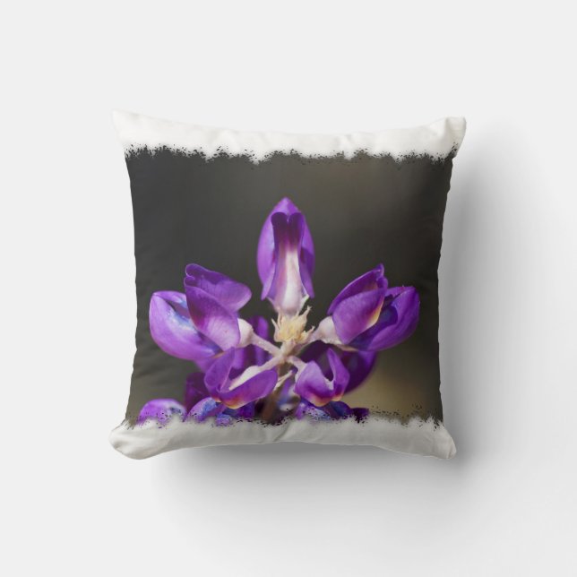 Lupine Wonder White Edge Throw Pillow (Front)
