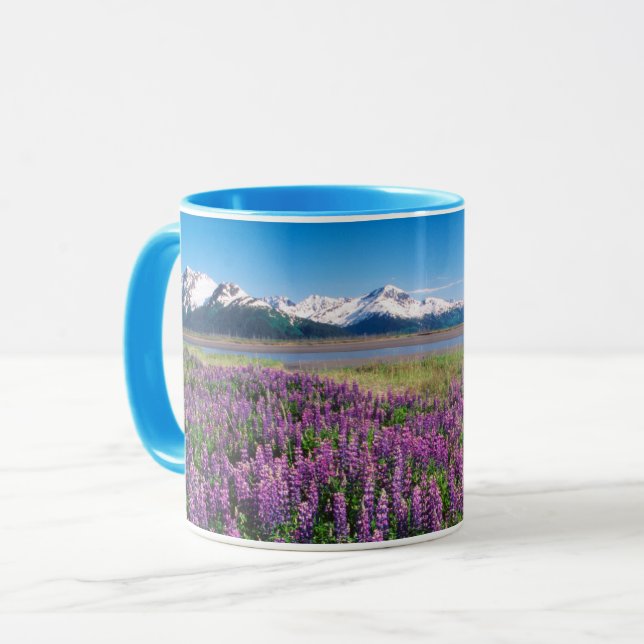 Lupines in Bloom | Kenai Mountains, Alaska Mug (Front Left)