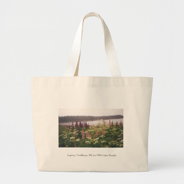 "Lupines, Vinalhaven, Maine, 1996" Large Tote Bag (Front)