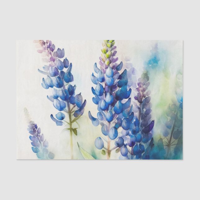 LUPINS blue floral decoupage paper (Front)