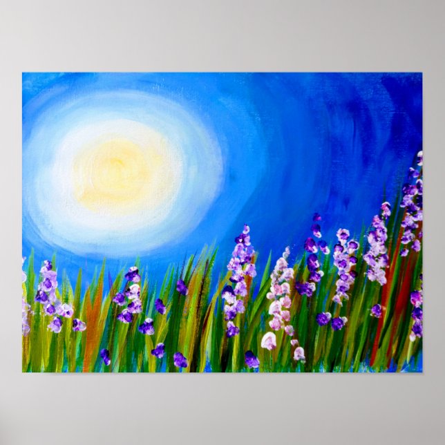 Lupins in a Grassy meadow Poster (Front)