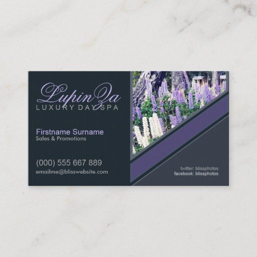 Customizable Lupins Purple Garden Health w/ Photo template Business Card Templates