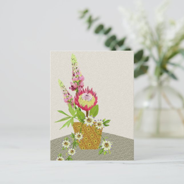 Lupinus, Passion flower and Protea Postcard (Standing Front)
