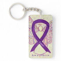 Lupus Angel Purple Awareness Ribbon Keychain