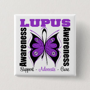 Lupus Awareness Butterfly Pinback Button